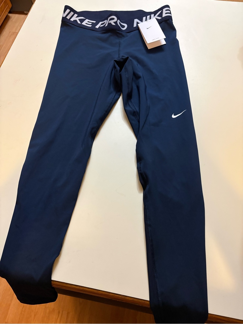 Nike Navy Compression Leggings with White Swoosh